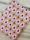 Hand Block Print Cotton Fabric by the Yard, Pink Mustard Geometric Indian Fabric, Boho Cotton Textile for Sewing Quilting Crafts, Napkins