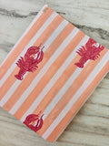 Peach Stripe Lobster Cotton Fabric | Nautical Seafood Print Fabric by the Yard | Coastal Summer Sewing Craft Fabric, Dress Making Fabric