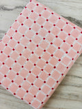 Pink Check Cotton Fabric by Yard, Geometric Grid Print Fabric, Soft Cotton Sewing Fabric, Modern Plaid Cotton Material for Quilting & Crafts
