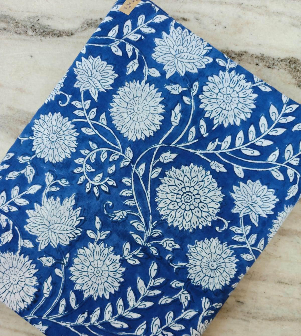 Blue White Color Indian Hand Block Print Fabric, 100% Cotton Quilting Fabric By The Yard, Dressmaking Fabric, Napkins Fabric, Loose Fabric