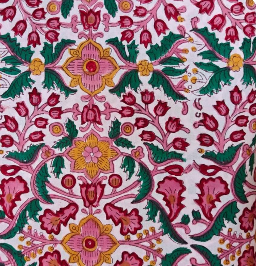 Multi Color Indian Hand Block Print Fabric, 100% Cotton Quilting Fabric By The Yard, Dressmaking Fabric, Napkins Fabric, Loose Fabric