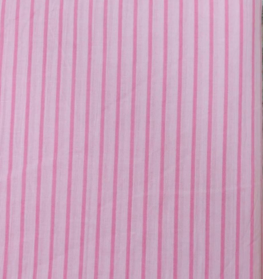 Pink Stripe Cotton Fabric by Yard, Soft Cotton Fabric for Sewing, Quilting Fabric, Pink White Striped Material, Dressmaking Fabric, Napkins