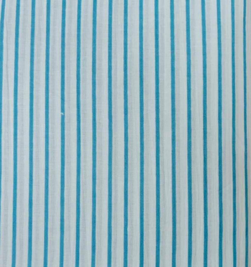 Blue Stripe Cotton Fabric by Yard, Soft Striped Cotton Fabric for Sewing, Quilting Fabric, Blue White Cotton Dressmaking Fabric, Napkins