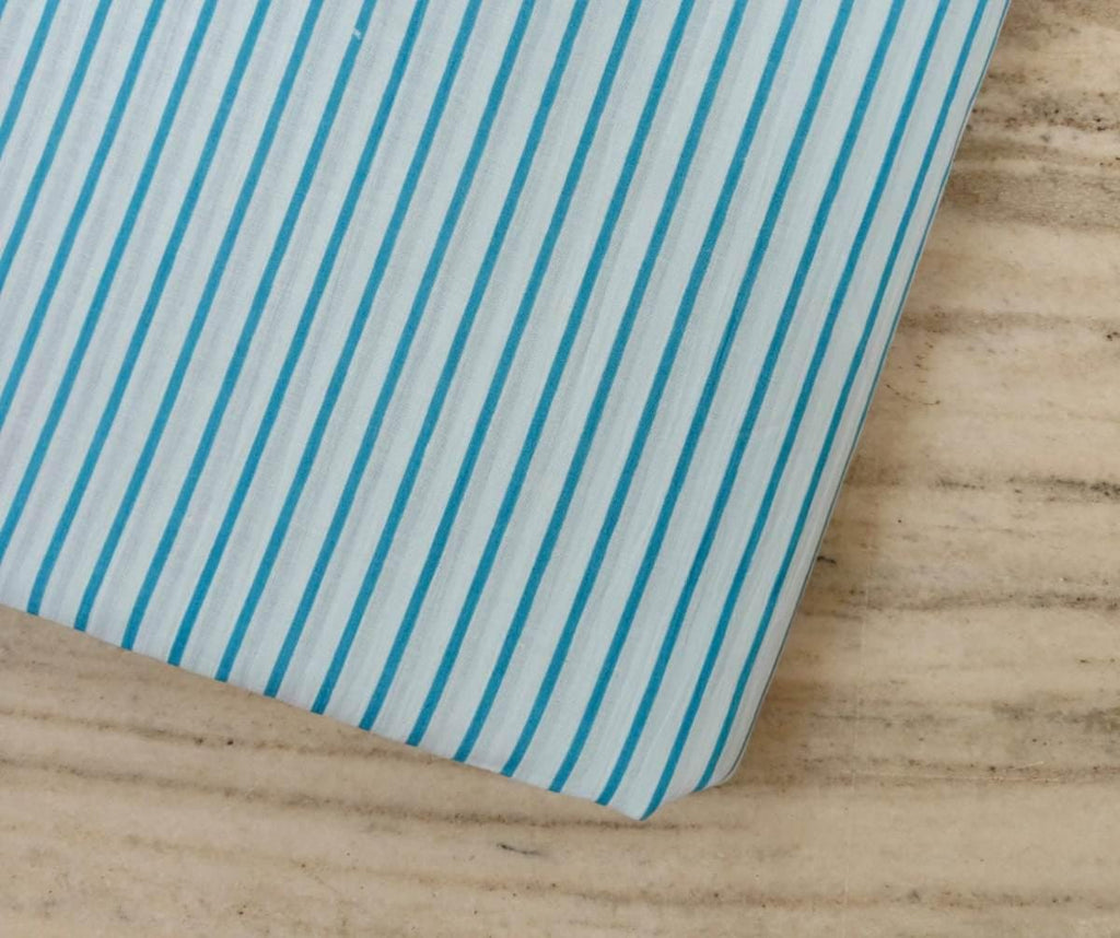Blue Stripe Cotton Fabric by Yard, Soft Striped Cotton Fabric for Sewing, Quilting Fabric, Blue White Cotton Dressmaking Fabric, Napkins