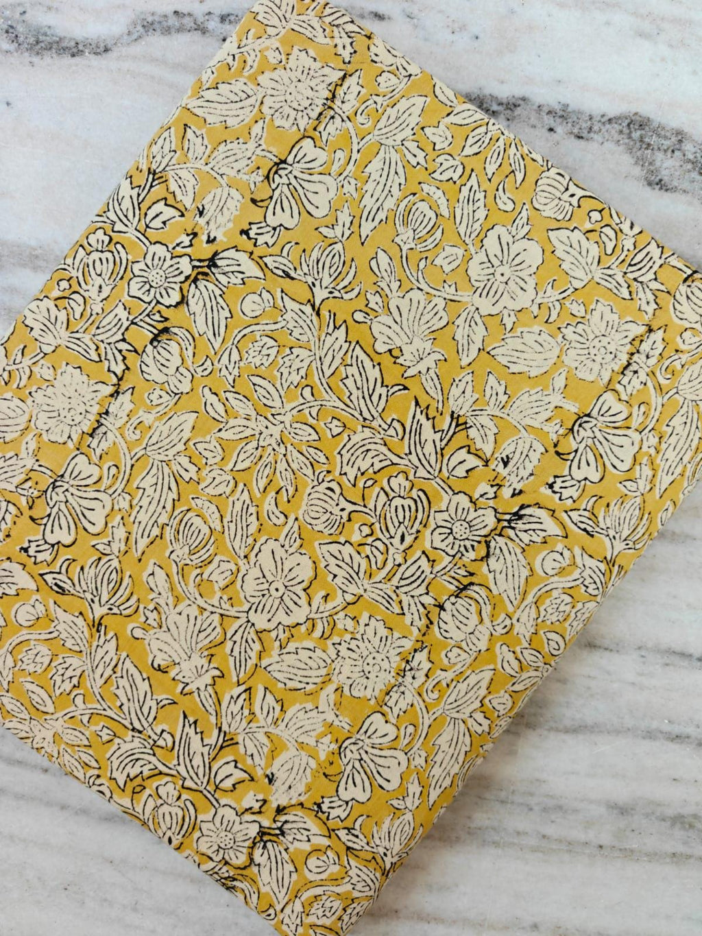 Mustard Yellow Floral Block Print Cotton Fabric by Yard, Indian Hand Block Fabric, Botanical Vine Textile for Sewing Quilting Decor, Napkins