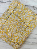 Mustard Yellow Floral Block Print Cotton Fabric by Yard, Indian Hand Block Fabric, Botanical Vine Textile for Sewing Quilting Decor, Napkins