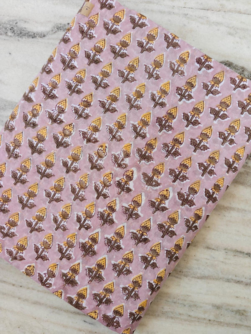Hand Block Print Cotton Fabric by Yard, Pink Floral Cotton Fabric, Indian Handmade Cotton Textile, Soft Lightweight Fabric for Dress making