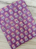 Hand Block Print Cotton Fabric, Purple Floral Indian Textile, Soft Sewing Material, Fabric by Yard, Pink Buti Print Fabric For Dress Making