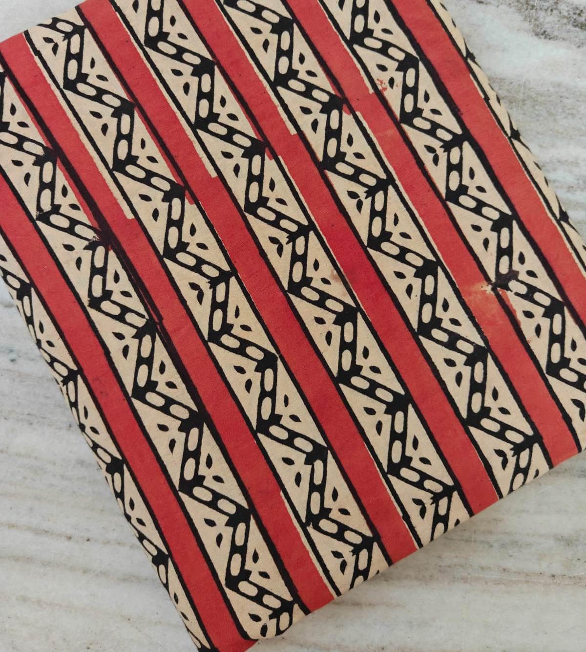 Hand Block Print Cotton Fabric by Yard, Geometric Stripe Indian Cotton Fabric, Boho Tribal Fabric for Sewing Quilting Craft Decor, Napkins