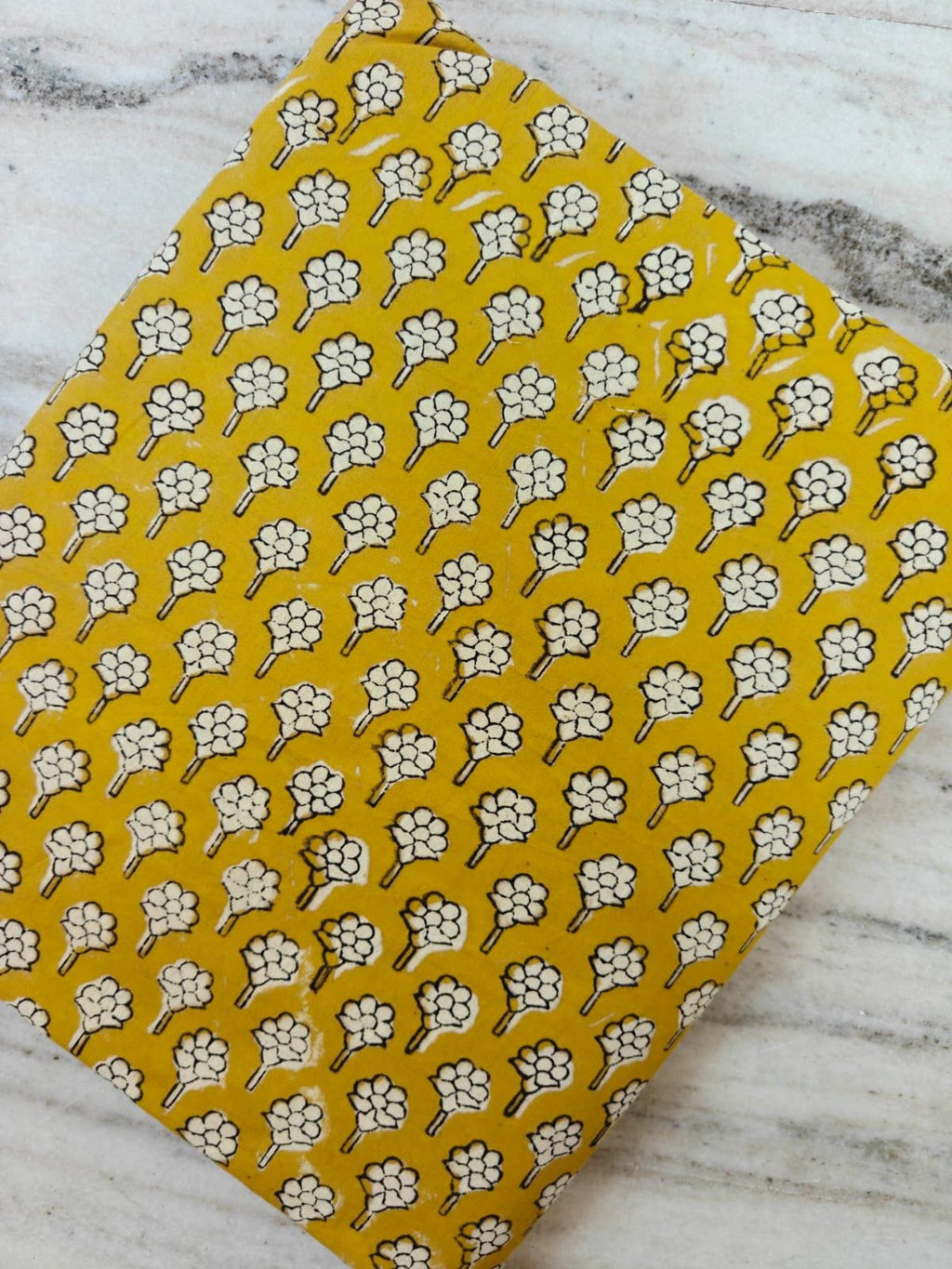 Mustard Yellow Hand Block Print Cotton Fabric by Yard, Floral Buti Indian Cotton Fabric, Jaipur Boho Fabric for Sewing Quilting Decor