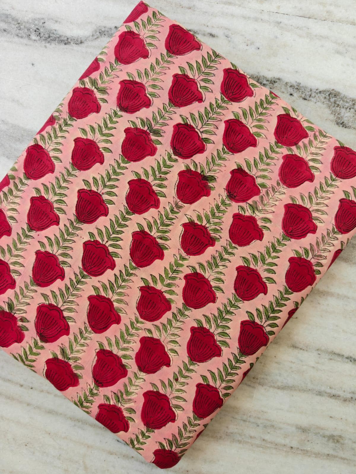 Pink and Red Color Indian Hand Block Print Fabric, 100% Cotton Quilting Fabric By The Yard, Dressmaking Fabric, Napkins Fabric, Loose Fabric
