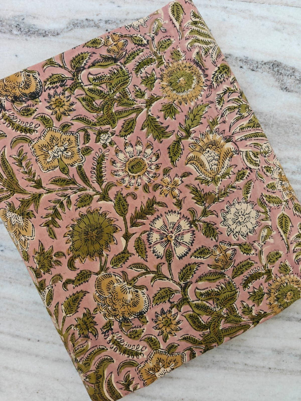 Pink Floral Cotton Fabric by the Yard, Hand Block Print Cotton Fabric, Indian Floral Fabric, Botanical Cotton Textile, Sewing Craft Fabric
