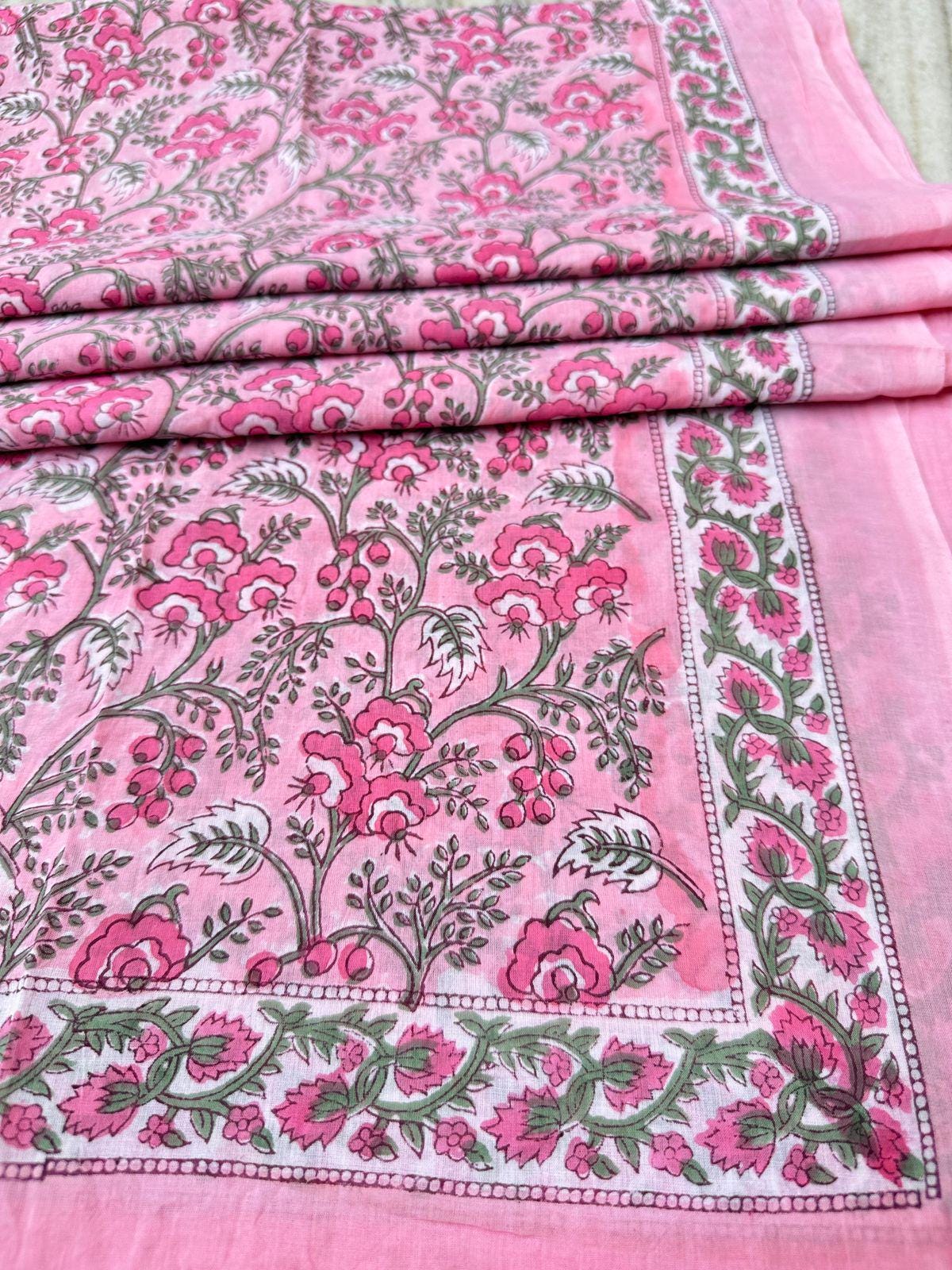 Multi Color Floral Hand Block Print Cotton Sarong, Indian Beach Wrap, Boho Pareo, Lightweight Summer Scarf, Handmade Cotton Fabric Wrap