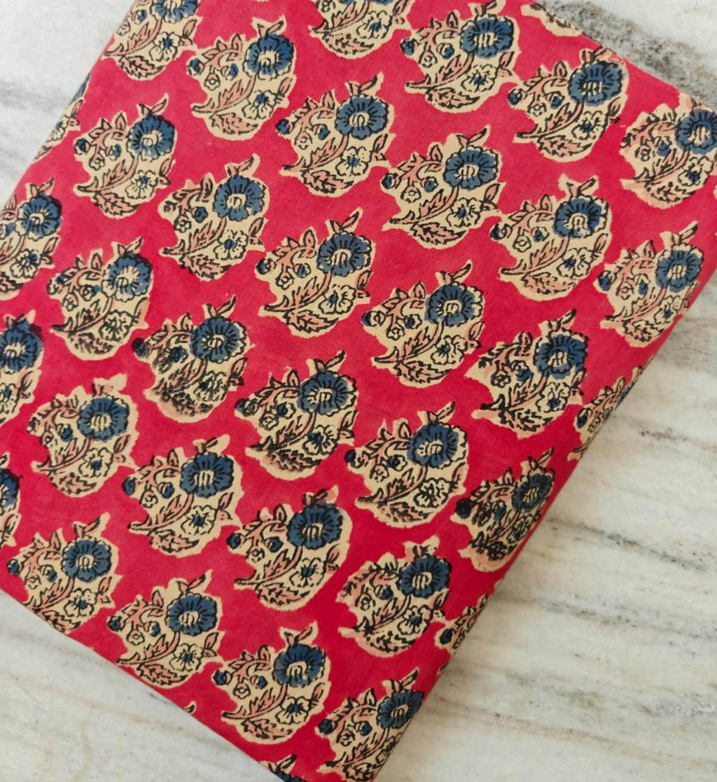 Red Block Print Cotton Fabric by the Yard, Floral 100% Cotton Hand Block Printed Indian Fabric, Buta Fabric, Boho Sewing Fabric, Napkins