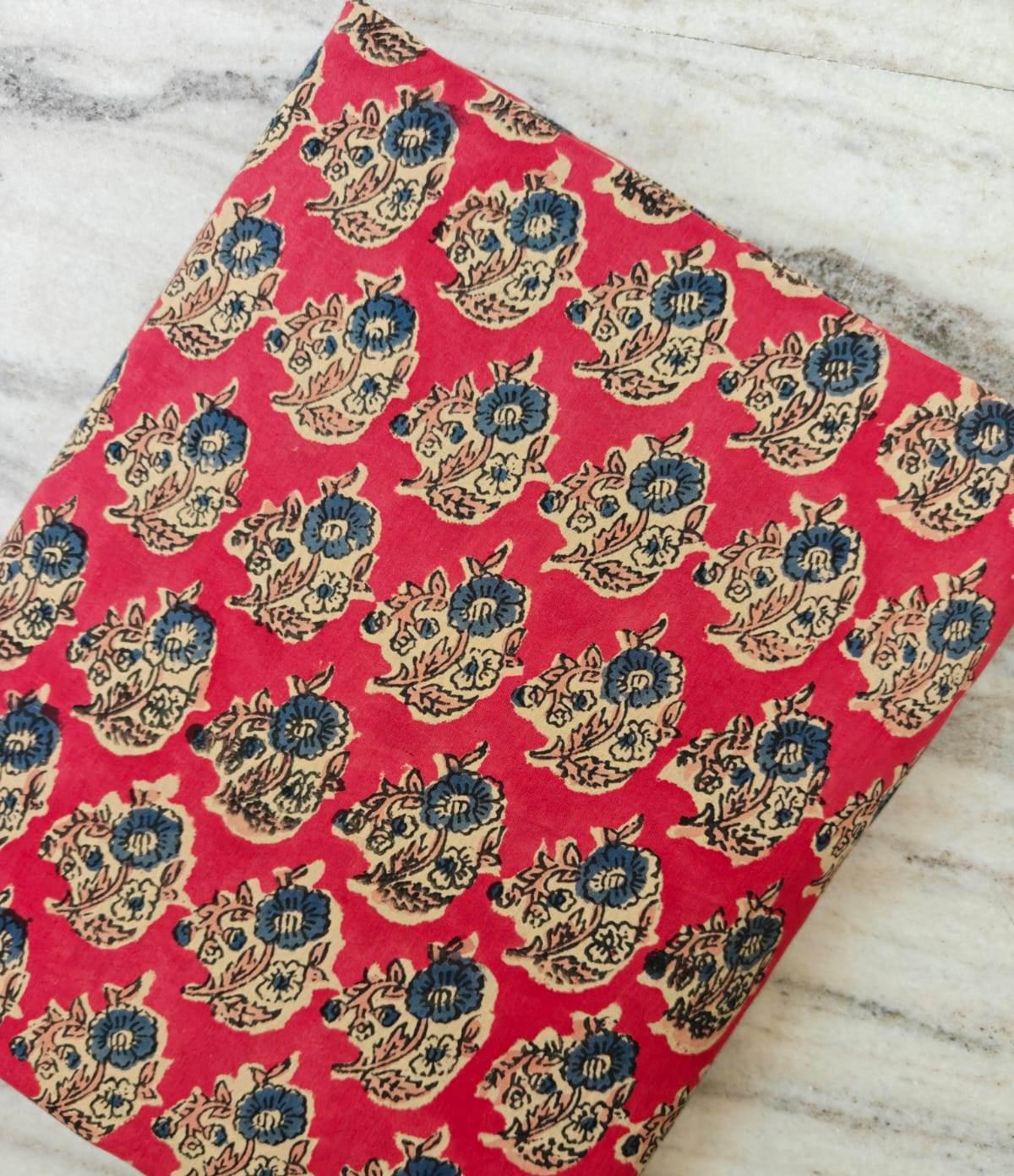 Red Block Print Cotton Fabric by the Yard, Floral 100% Cotton Hand Block Printed Indian Fabric, Buta Fabric, Boho Sewing Fabric, Napkins