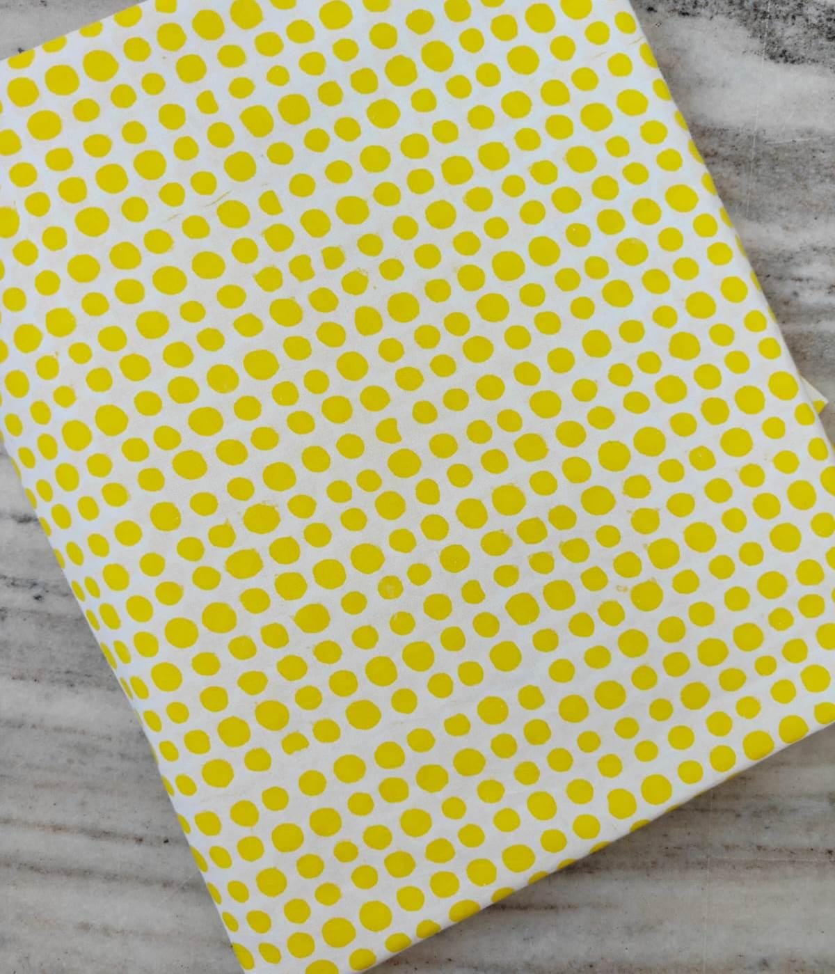 Yellow Polka Dot Cotton Fabric, Bright Yellow Fabric with White Dots, Quilting Cotton, Sewing Fabric, Dressmaking Fabric, Cute Pastel Print
