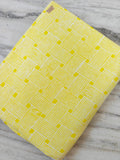 Yellow Geometric Cotton Fabric, Modern Stripe Print Fabric, Bright Yellow Quilting and Sewing  Dressmaking Fabric, Cute Hand Block Fabric