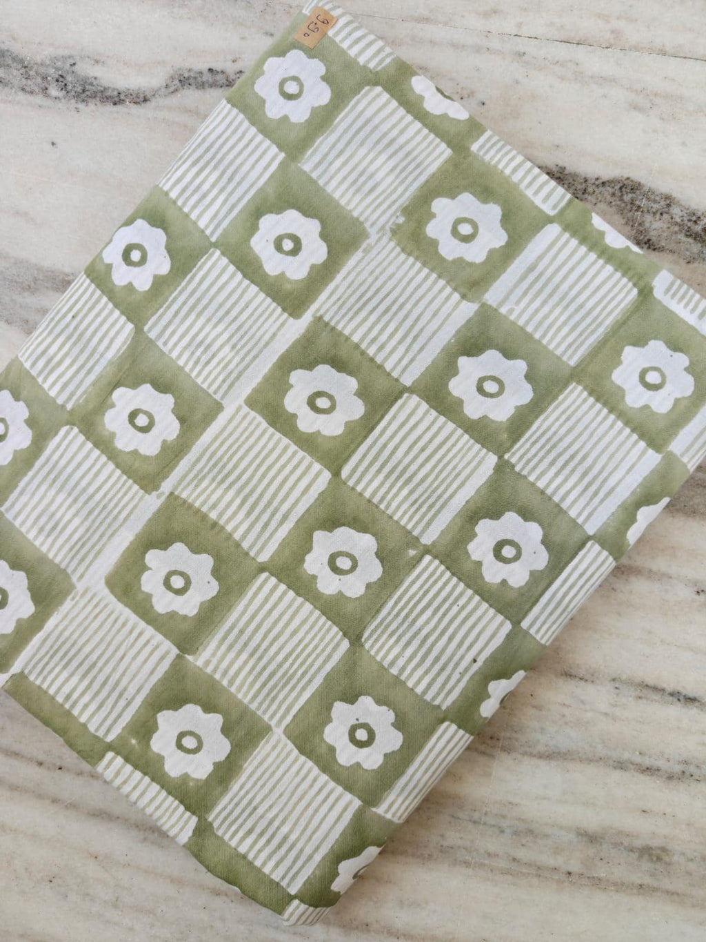 Sage Green Floral Cotton Fabric, Checkerboard Flower Print Fabric by Yard, Block Print Cotton Fabric, Quilting Sewing Craft Fabric, Napkins
