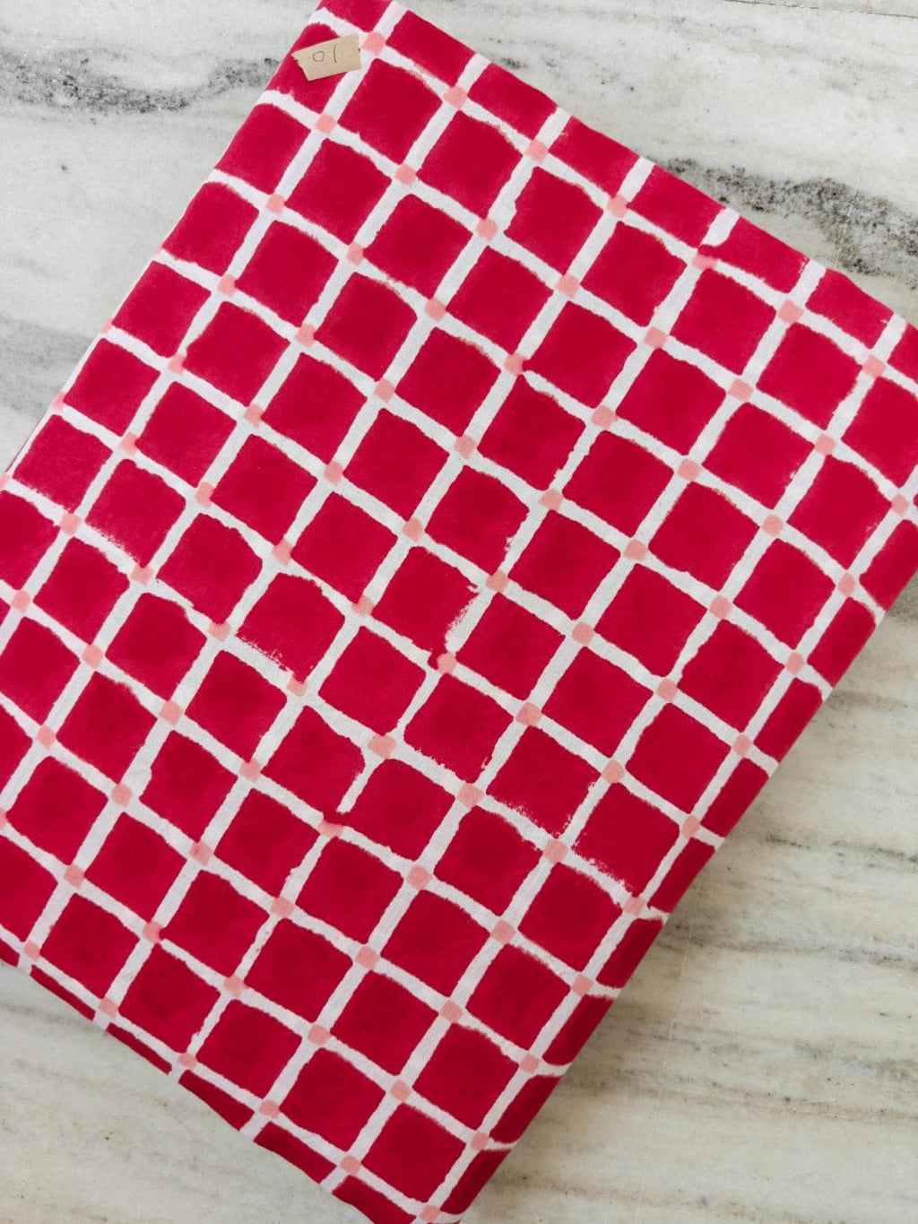 Red Checkered Cotton Fabric, Geometric Grid Print Fabric by Yard, Modern Cotton Fabric for Quilting Sewing Craft Dressmaking, Running Fabric