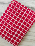 Red Checkered Cotton Fabric, Geometric Grid Print Fabric by Yard, Modern Cotton Fabric for Quilting Sewing Craft Dressmaking, Running Fabric