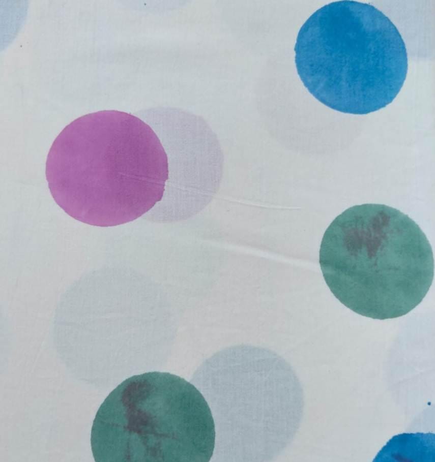 Watercolor Polka Dot Cotton Fabric by the Yard, Colorful Dot Print Fabric, White Background Cotton, Quilting Fabric, Sewing, Craft Fabric