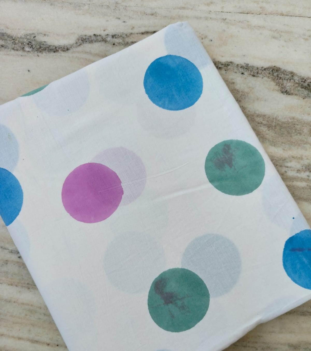 Watercolor Polka Dot Cotton Fabric by the Yard, Colorful Dot Print Fabric, White Background Cotton, Quilting Fabric, Sewing, Craft Fabric