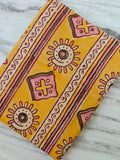 Yellow Tribal Print Cotton Fabric by the Yard, Ethnic Block Print Fabric, Boho Cotton Material, Geometric Stripe Fabric for Quilting Sewing