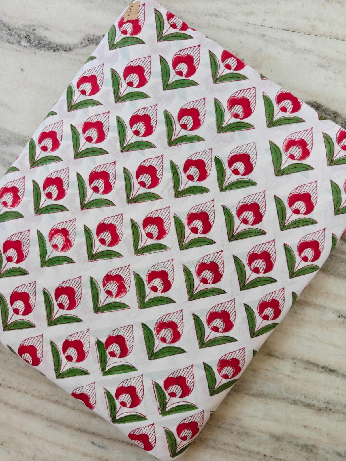 Red Floral Block Print Cotton Fabric by Yard, Indian Hand Block Print Fabric, White Cotton Fabric, Dressmaking Fabric, Quilting Fabric
