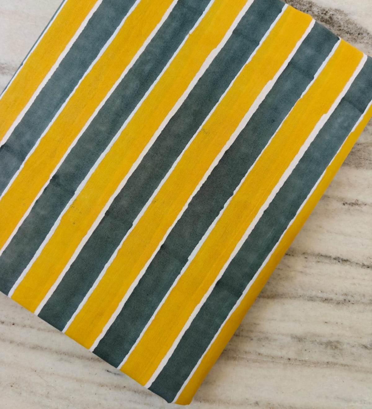 Mustard Yellow & Grey Stripe Cotton Fabric, Bold Striped Cotton by Yard, Modern Stripe Fabric for Dress Making, Lightweight Textile, Napkins