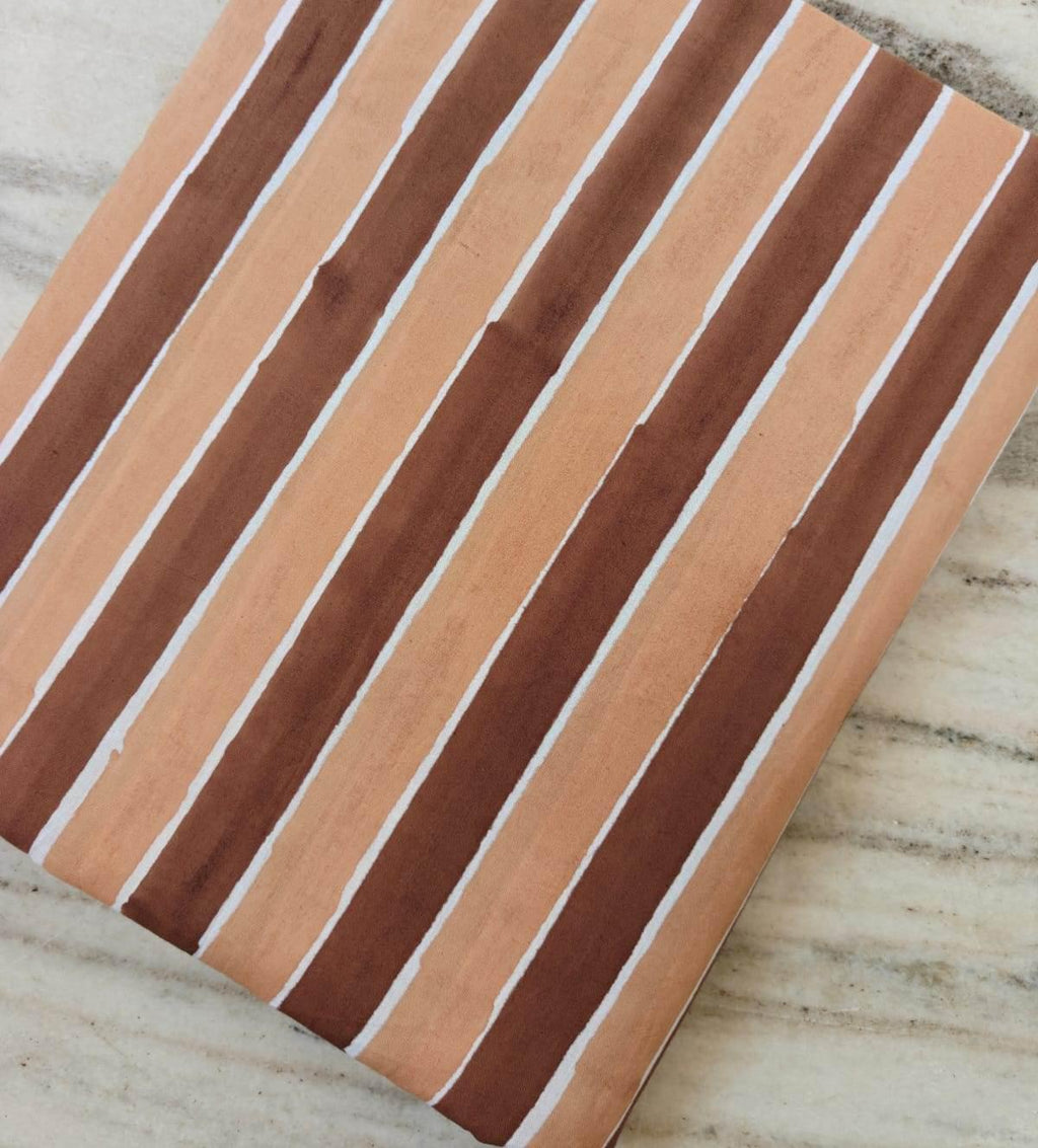 Peach & Brown Stripe Cotton Fabric, Bold Striped Cotton by Yard, Modern Stripe Fabric for Dress Making, Lightweight Textile, Napkins