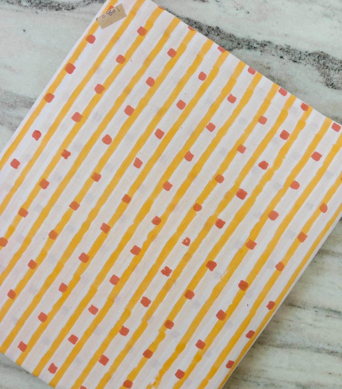 Yellow Geometric Floral Cotton Fabric, Hand Block Print Style Yellow Printed Cotton, Indian Dressmaking Quilting Craft Fabric by Yard Fabric