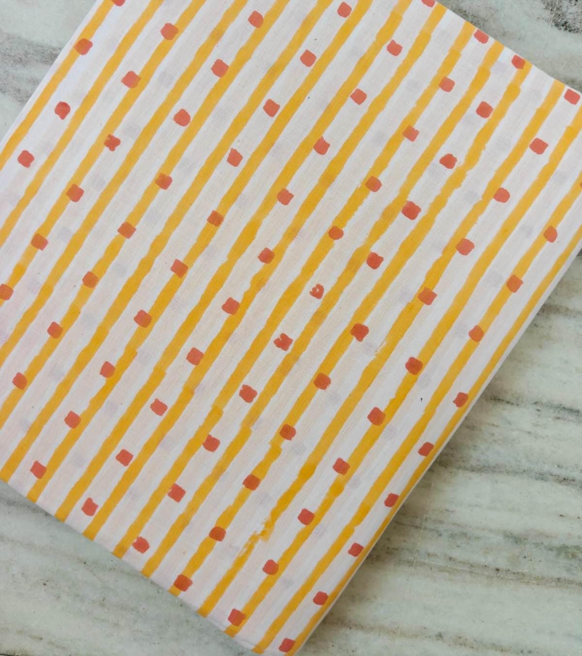 Yellow Geometric Floral Cotton Fabric, Hand Block Print Style Yellow Printed Cotton, Indian Dressmaking Quilting Craft Fabric by Yard Fabric