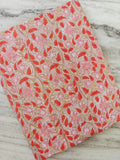 Pink Orange Floral Cotton Fabric by Yard, Indian Hand Block Print Fabric, Soft Cotton Material for Sewing Quilting Dressmaking, Napkins