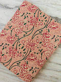 Peach Floral Cotton Fabric by The Yard, Indian Hand Block Print Fabric, Soft Botanical Cotton for Sewing, Dresses, Quilting & Home Decor