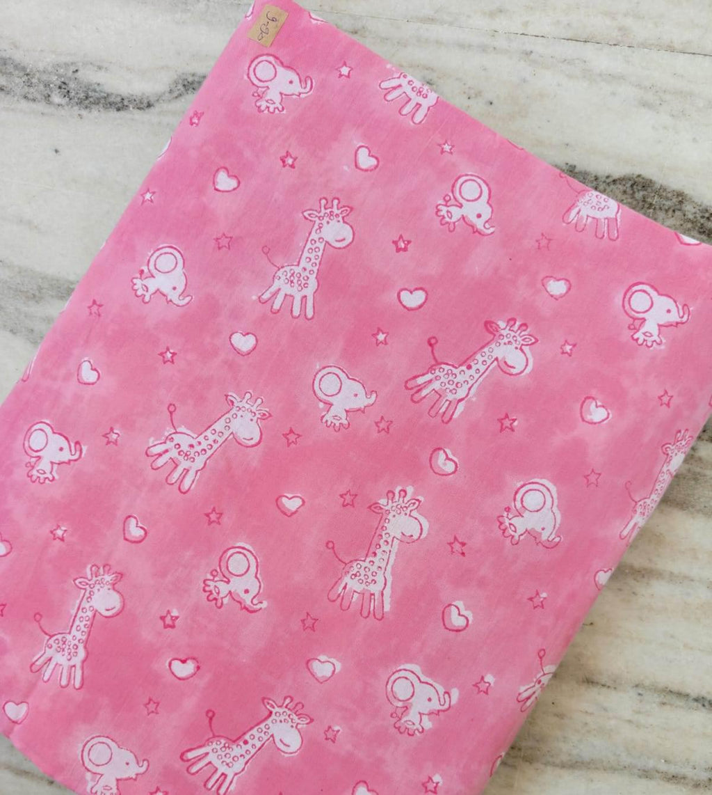 Hand Block Print Cotton Fabric by Yard, Navy Blue Pink Floral Cotton Fabric, Indian Handmade Fabric for Dressmaking Quilting Craft Sewing