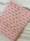 Floral Cotton Fabric by the Yard, Hand Block Print Style Fabric, Red Beige Flower Print Cotton, Dressmaking Fabric, Napkins, Loose Fabric