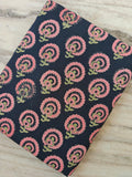 Navy Blue Color Indian Hand Block Print Fabric, Floral 100% Cotton Quilting Fabric By The Yard, Dressmaking Fabric, Napkins, Loose Fabric