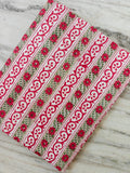 Hand Block Print Cotton Fabric by Yard, Pink Floral Stripe Cotton Fabric, Indian Handmade Fabric for Dresses Quilts Crafts Home Decor