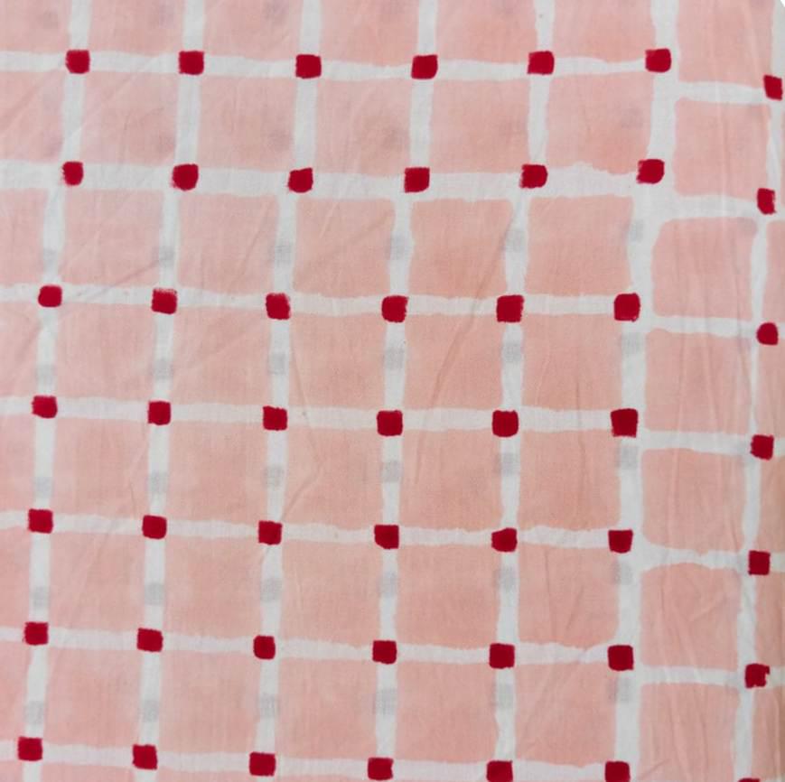Pink Check Cotton Fabric by Yard, Geometric Grid Print Fabric, Soft Cotton Sewing Fabric, Modern Plaid Cotton Material for Quilting & Crafts
