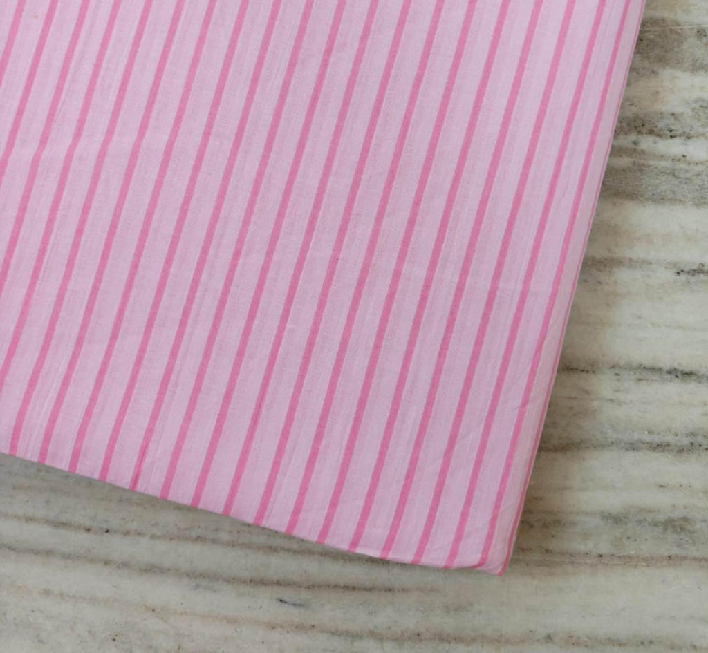 Pink Stripe Cotton Fabric by Yard, Soft Cotton Fabric for Sewing, Quilting Fabric, Pink White Striped Material, Dressmaking Fabric, Napkins