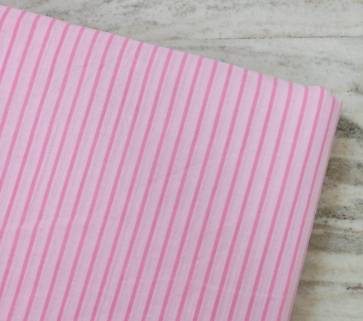Pink Stripe Cotton Fabric by Yard, Soft Cotton Fabric for Sewing, Quilting Fabric, Pink White Striped Material, Dressmaking Fabric, Napkins
