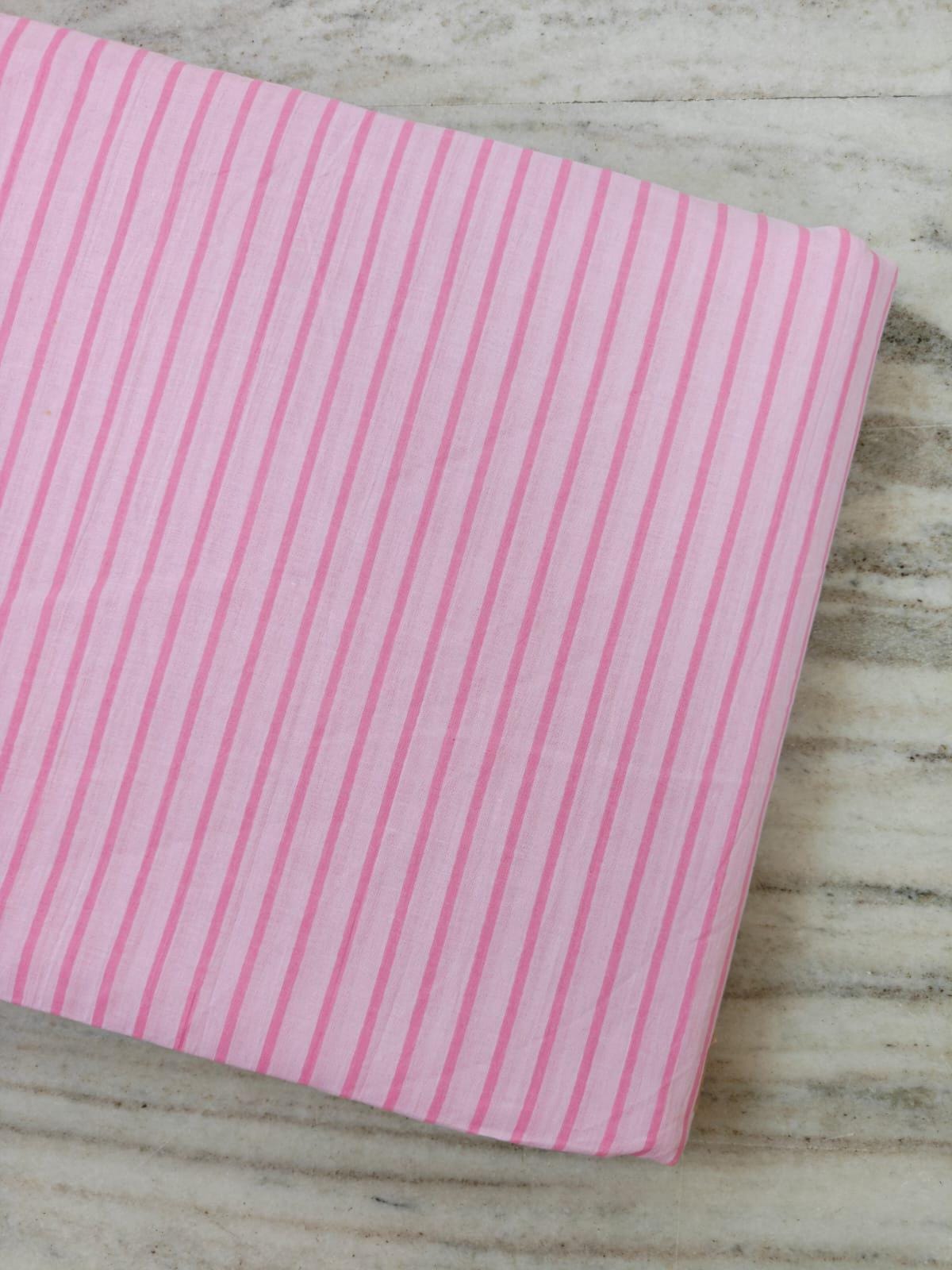 Pink Stripe Cotton Fabric by Yard, Soft Cotton Fabric for Sewing, Quilting Fabric, Pink White Striped Material, Dressmaking Fabric, Napkins