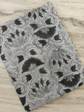 Black Floral Cotton Fabric by Yard, Hand Block Print Indian Cotton Fabric, Grey Botanical Fabric for Sewing Quilting Dressmaking Decor