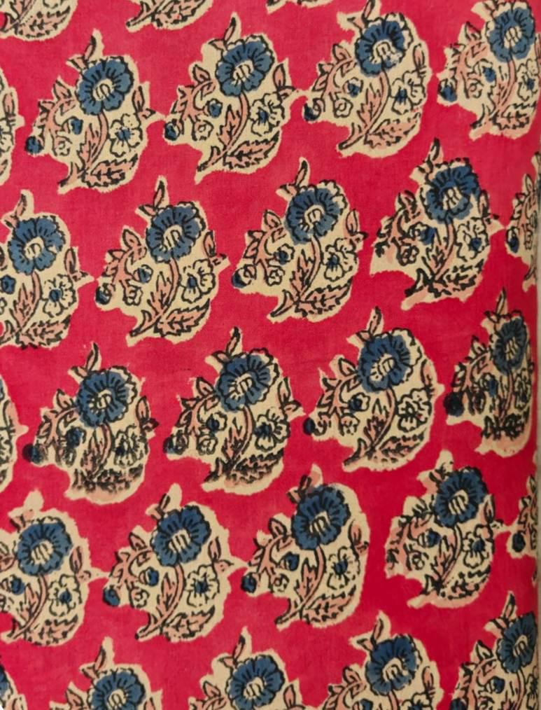 Red Block Print Cotton Fabric by the Yard, Floral 100% Cotton Hand Block Printed Indian Fabric, Buta Fabric, Boho Sewing Fabric, Napkins