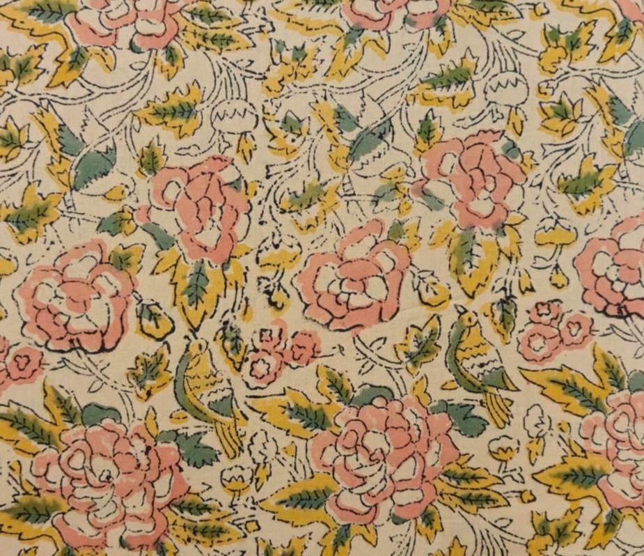Vintage Floral Cotton Fabric by the Yard, Soft Pink Rose Print Cotton Fabric, Floral Fabric, Sewing Craft Fabric, Handmade Apparel Material