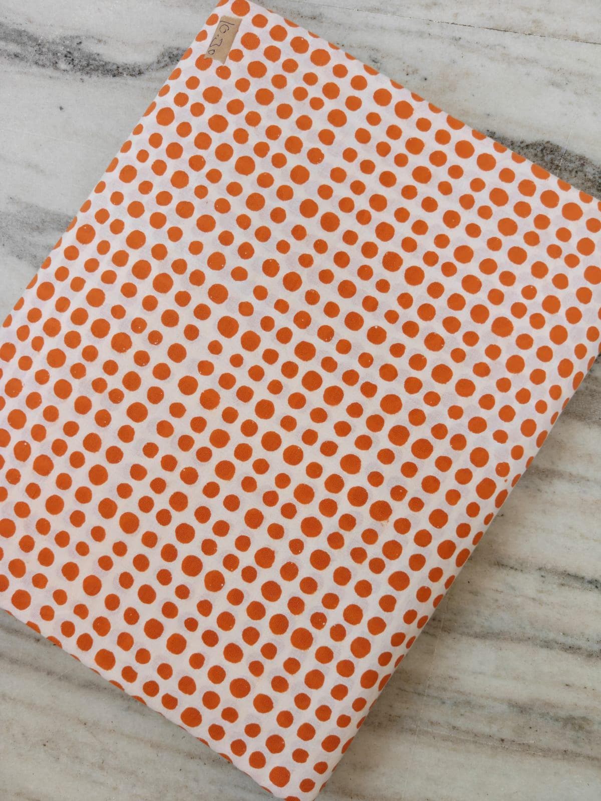 Orange Polka Dot Cotton Fabric by the Yard, White Background Dot Print Fabric, Quilting Fabric, Sewing Fabric, Craft Fabric, Apparel Textile