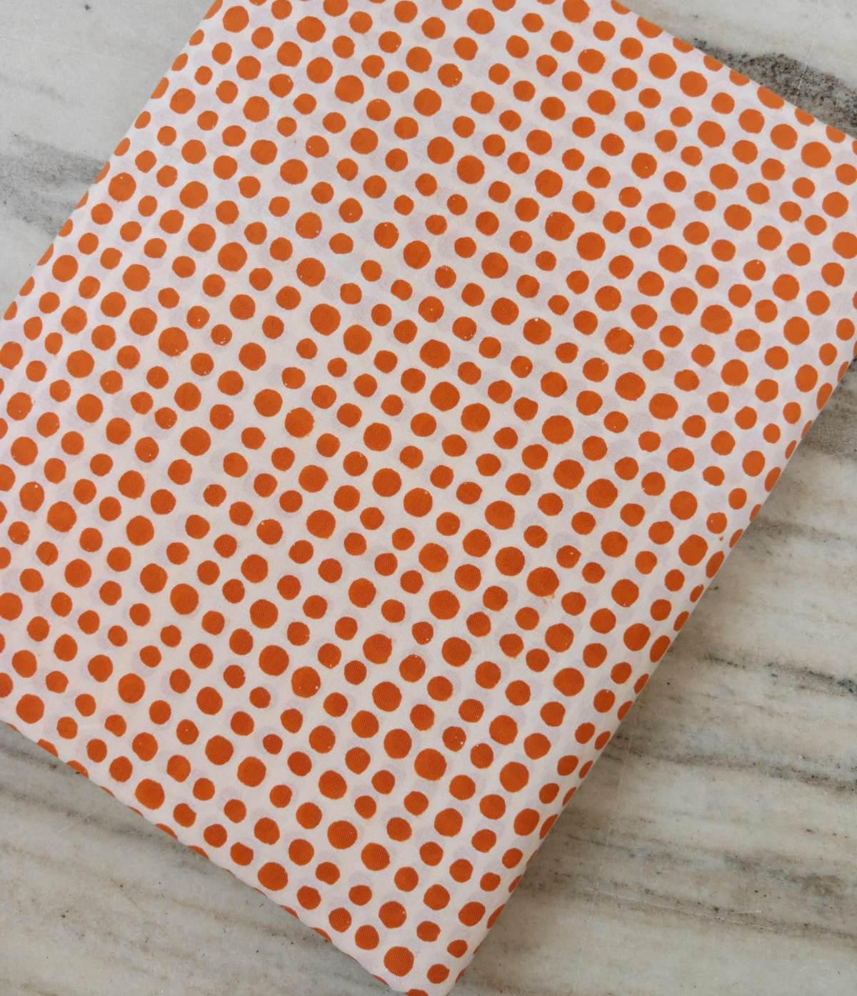 Orange Polka Dot Cotton Fabric by the Yard, White Background Dot Print Fabric, Quilting Fabric, Sewing Fabric, Craft Fabric, Apparel Textile