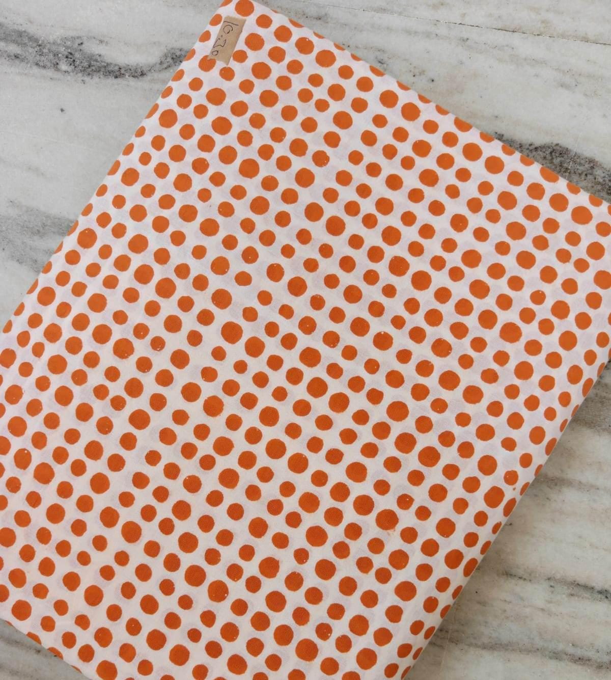 Orange Polka Dot Cotton Fabric by the Yard, White Background Dot Print Fabric, Quilting Fabric, Sewing Fabric, Craft Fabric, Apparel Textile