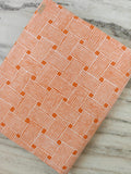 Orange Geometric Cotton Fabric by the Yard, Modern Basket Weave Stripe Print, White & Orange Quilting Fabric, Home Decor Sewing Fabric