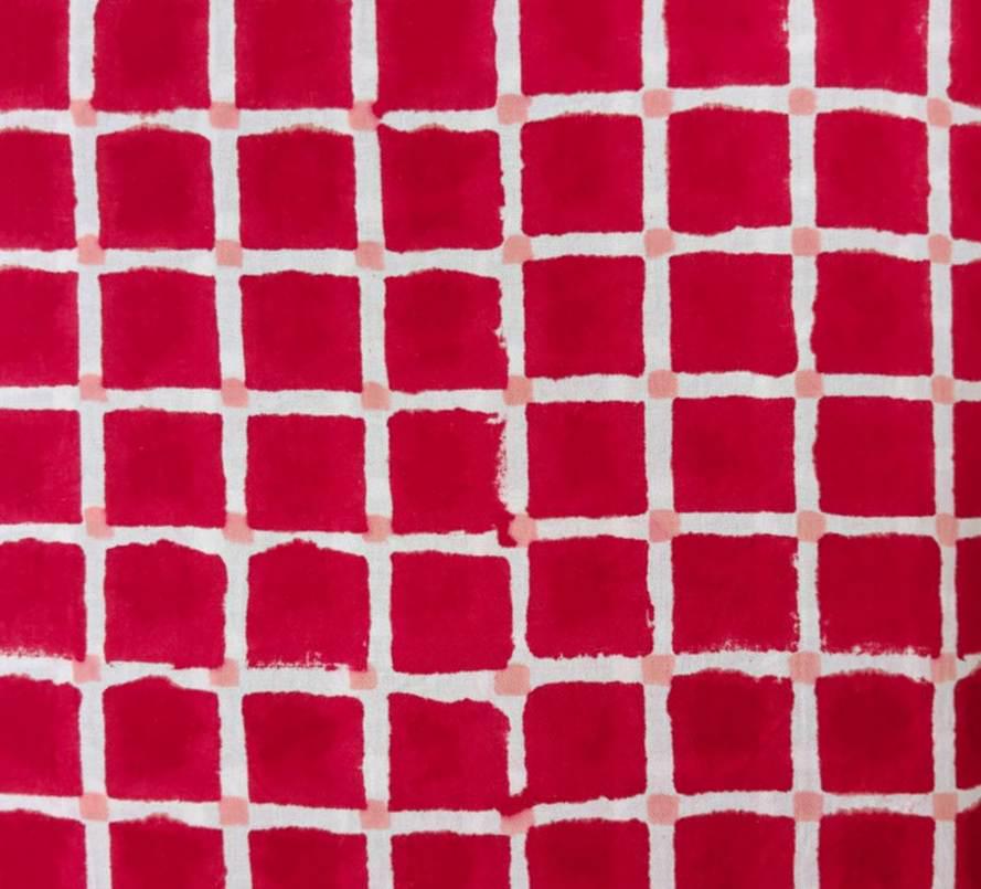 Red Checkered Cotton Fabric, Geometric Grid Print Fabric by Yard, Modern Cotton Fabric for Quilting Sewing Craft Dressmaking, Running Fabric